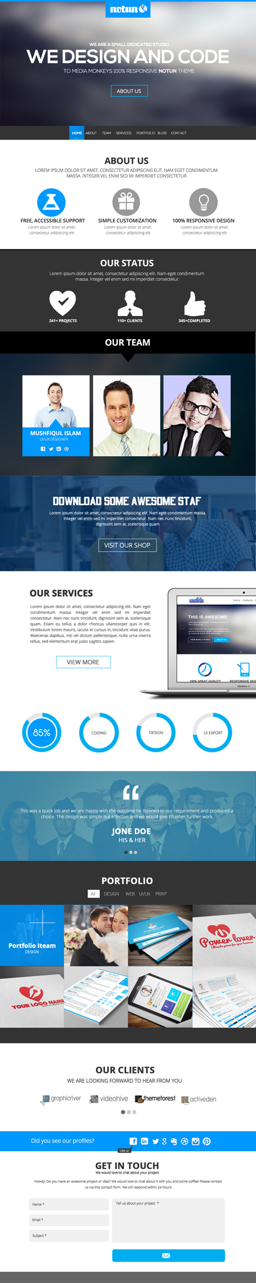 One page psd web template free download
