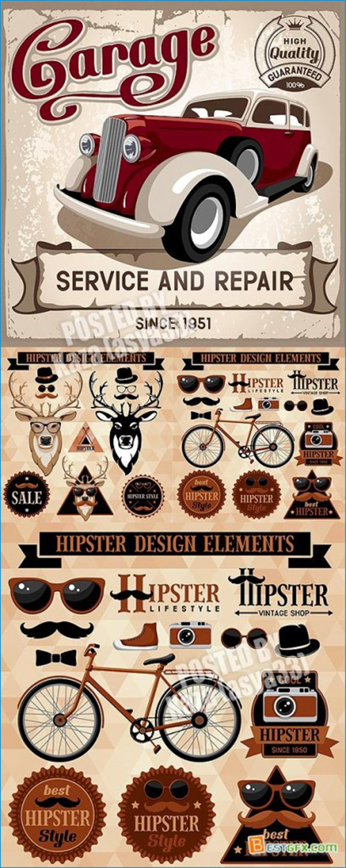 10 Free Hipster Vectors